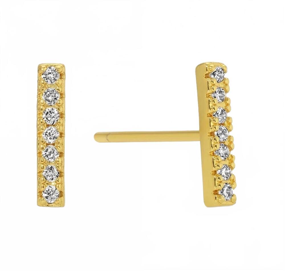 NEW SPLENDID IRIS women's bar studs earrings in gold